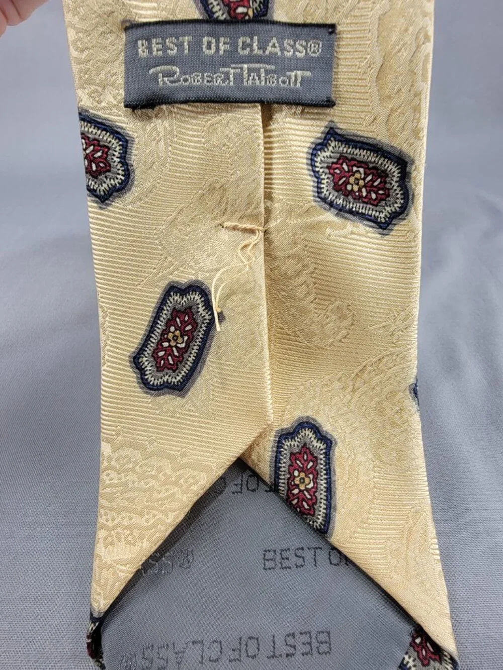 Vtg Robert Talbott Best of Class Silk Necktie Tie Mens Yellow Red Geometric USA